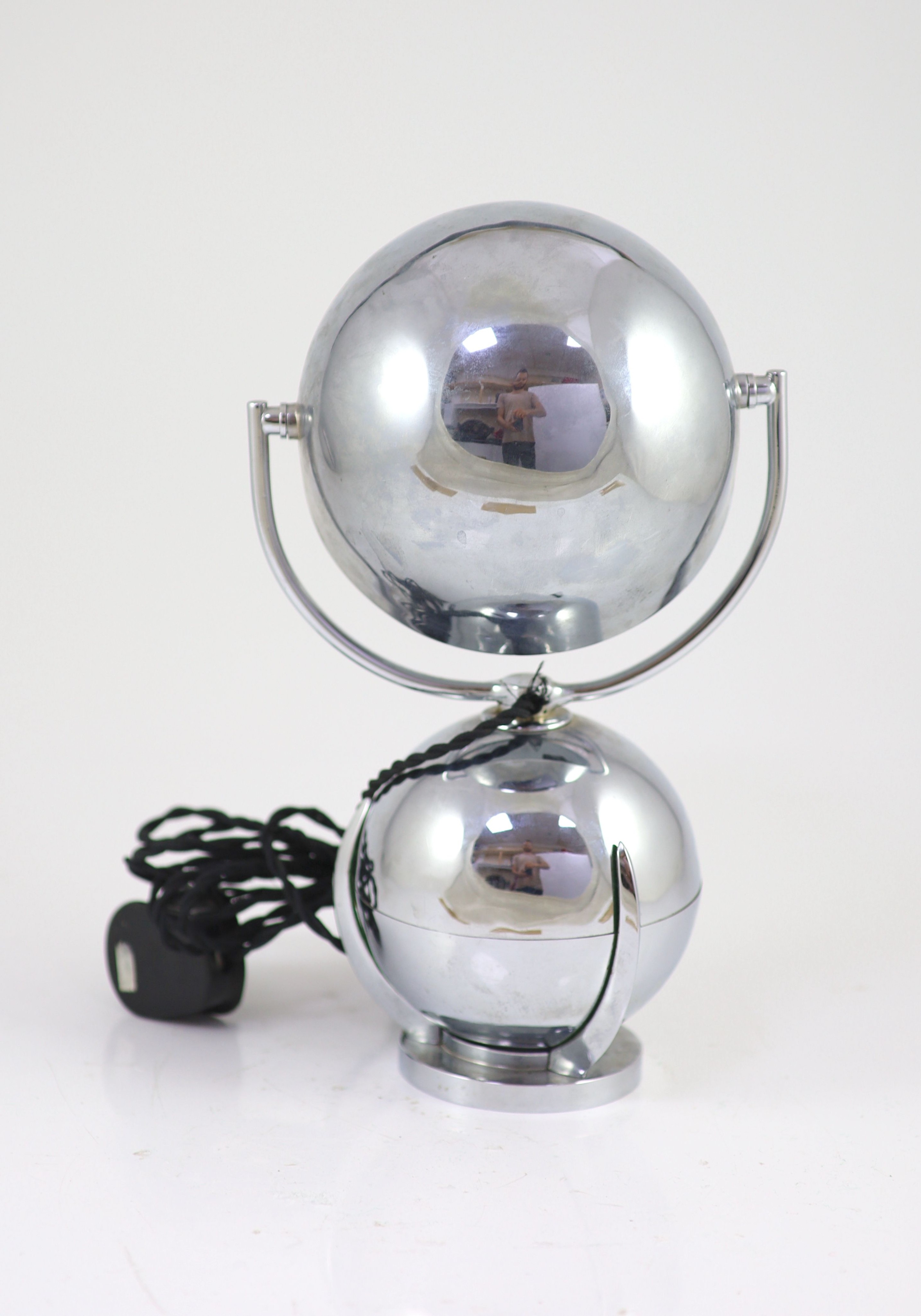 A Felix Aublet chrome adjustable desk lamp, 'Boule' lamp, 29cm.